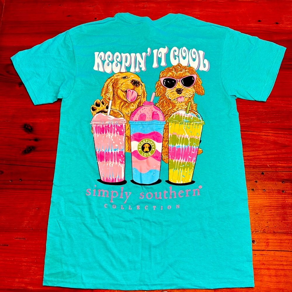 Simply Southern Collection “Starpuppy” Teal Tee, Ladies Small, NWOT